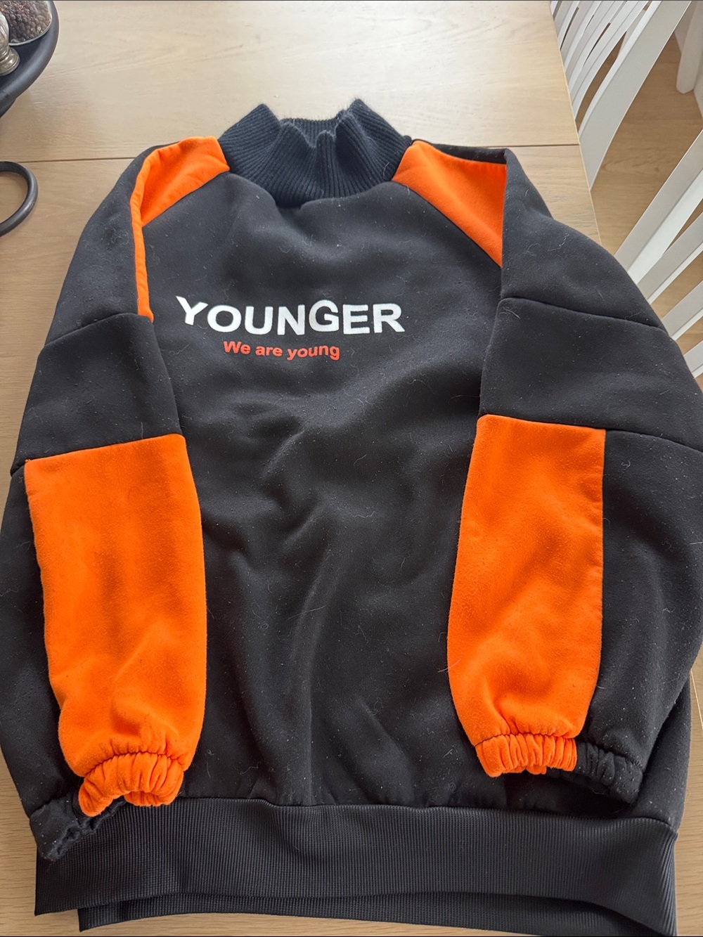 Source Unknown Black & Orange "YOUNGER" Pullover Sweatshirt